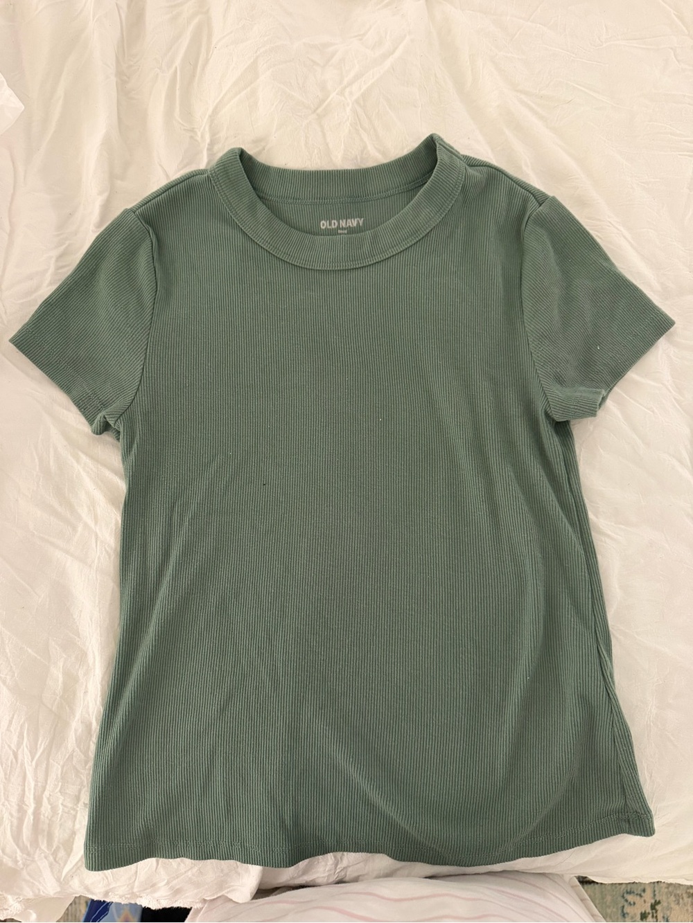 Old Navy Women's Short Sleeve Ribbed Tee in Sage Green